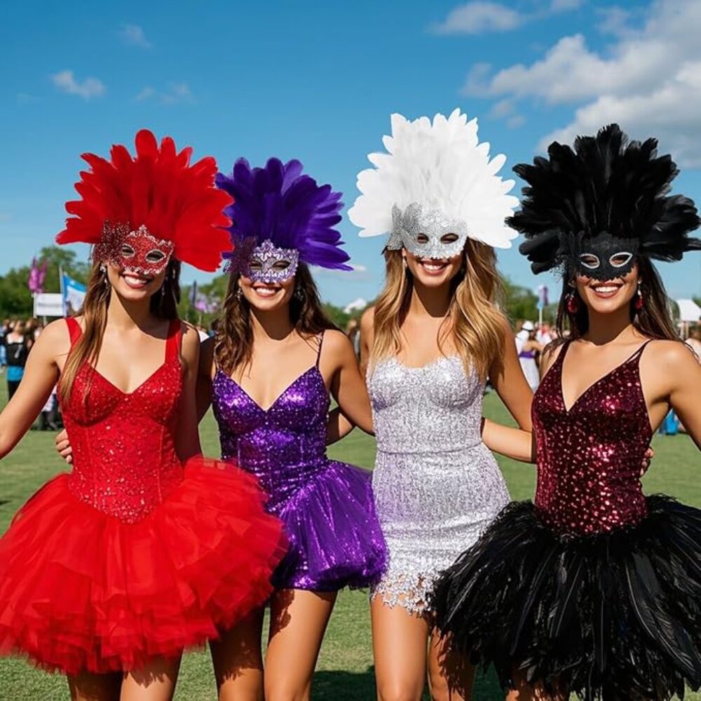 Feather Masquerade Mask - Picture 6 of 7